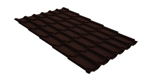 Металлочерепица классик GL 0,5 GreenCoat Pural Matt RR 887 шоколадно-коричневый (RAL 8017 шоколад) купить в Ярославле