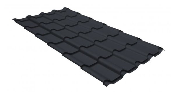 Металлочерепица камея GL 0,5 GreenCoat Pural matt RR 23 темно-серый (RAL 7024 мокрый асфальт) купить в Ярославле