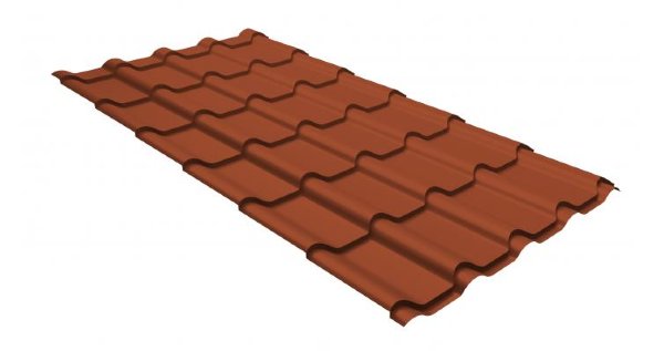Металлочерепица камея GL 0,5 GreenCoat Pural RR 750 кирпично-красный (RAL 8004 терракота) купить в Ярославле