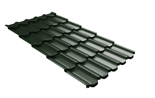 Металлочерепица квинта плюс с 3D резом 0,5 GreenСoat Pural Matt RR 11 темно-зеленый (RAL 6020 хромовая зелень) купить в Ярославле