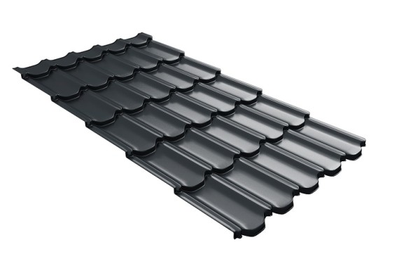 Металлочерепица квинта плюс с 3D резом 0,5 Satin RAL 7016 антрацитово-серый купить в Ярославле