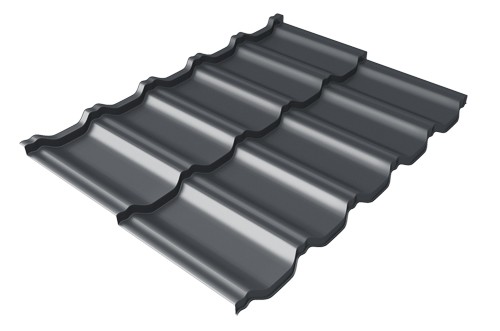 Металлочерепица модульная Квинта Uno Grand Line c 3D резом 0,45 Drap RAL 7024 мокрый асфальт купить в Ярославле
