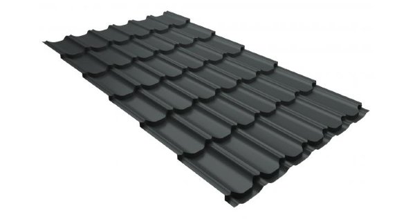 Металлочерепица квинта плюс 0,5 GreenCoat Pural RR 23 темно-серый (RAL 7024 мокрый асфальт) купить в Ярославле