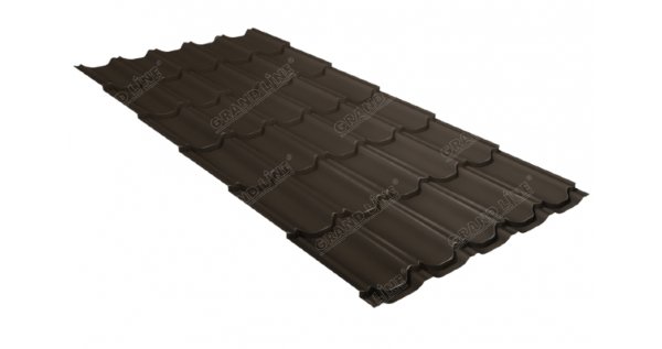 Металлочерепица квинта плюс 0,5 GreenCoat Pural Matt RR 32 темно-коричневый (RAL 8019 серо-коричневый) купить в Ярославле